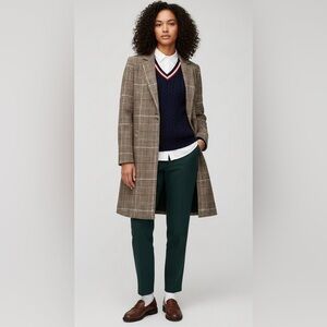 Classic Brown Plaid Jacket Mid Length Blazer Small